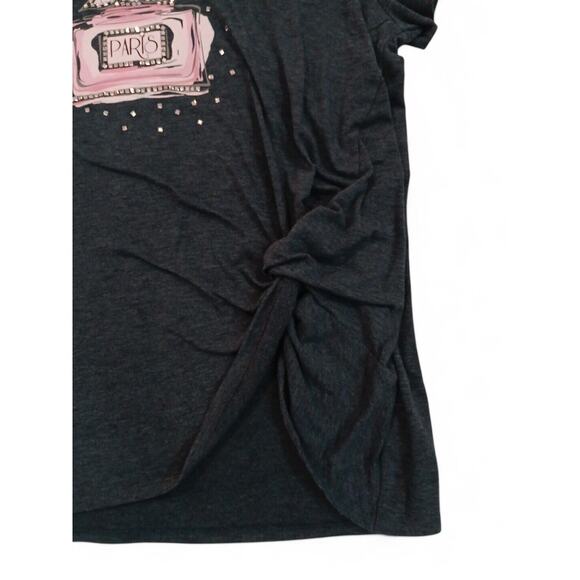 Retrology Glam T-SHIRT Curvy Plus Sz 1X  Navy Blue PARIS Perfume Graphic BLING - Picture 5 of 14